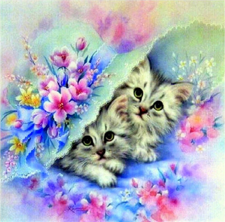 

Алмазная Мозаика DIY-9869 Два Кота (30x30)