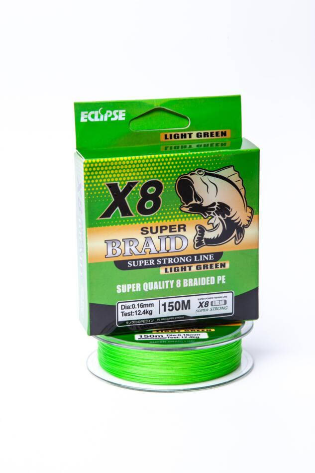 

Шнур Eclipse X8 Super Braid 150m 0.16мм Light Green, Зелёный