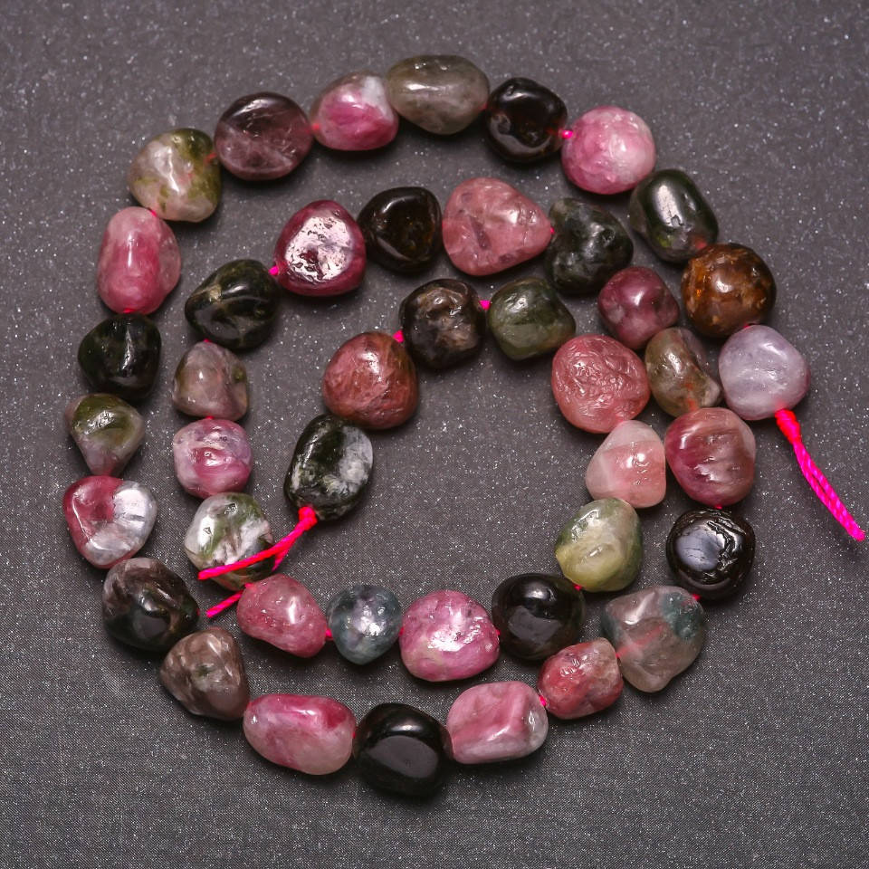 

Бусины из натурального камня Турмалин галтовка d-8х10(+-)мм L-38см