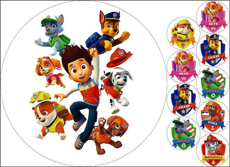 

Вафельная картинка для торта Щенячий патруль, круглая, (лист А4)