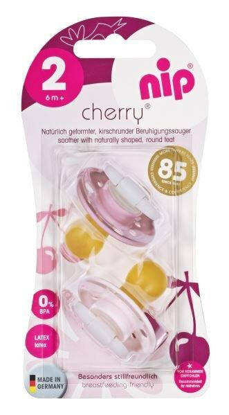 

Пустышка Nip Вишенка, 6-18 мес., латекс, для девочки, 2 шт. (Розовые), Розовый