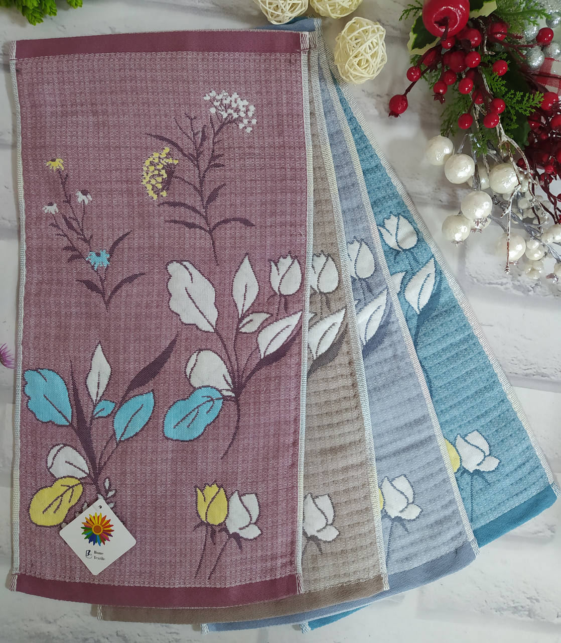 

Полотенце для кухни р. 50х25 см лен двустороннее двухслойное Home Textile, Разные цвета