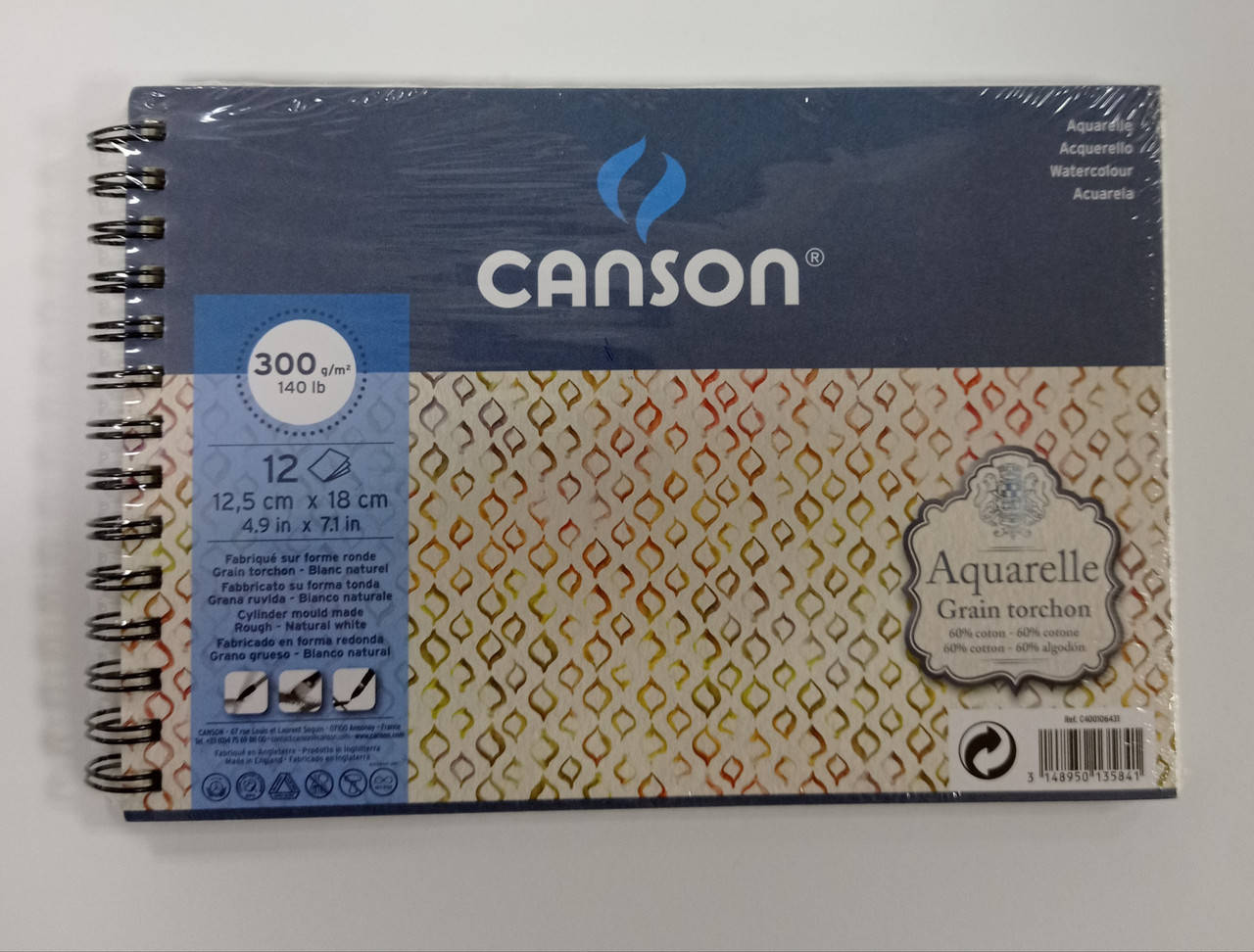 

Альбом на спіралі AQUARELLE CANSON GT 12л/12,5х18/300гр, Белый