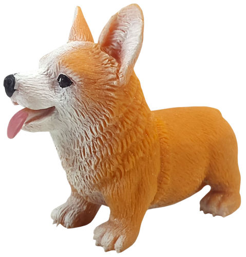 

Игрушка силиконовая антистресс, собака корги большая рыжая 9 см 06810.