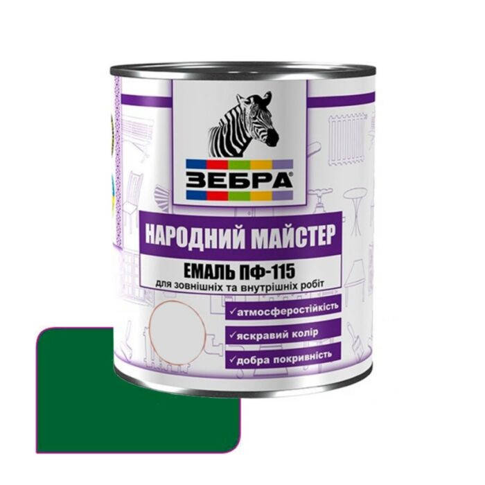 

Краска эмаль ПФ-115 Зеленая ель ЗЕБРА 536 (0,9кг)