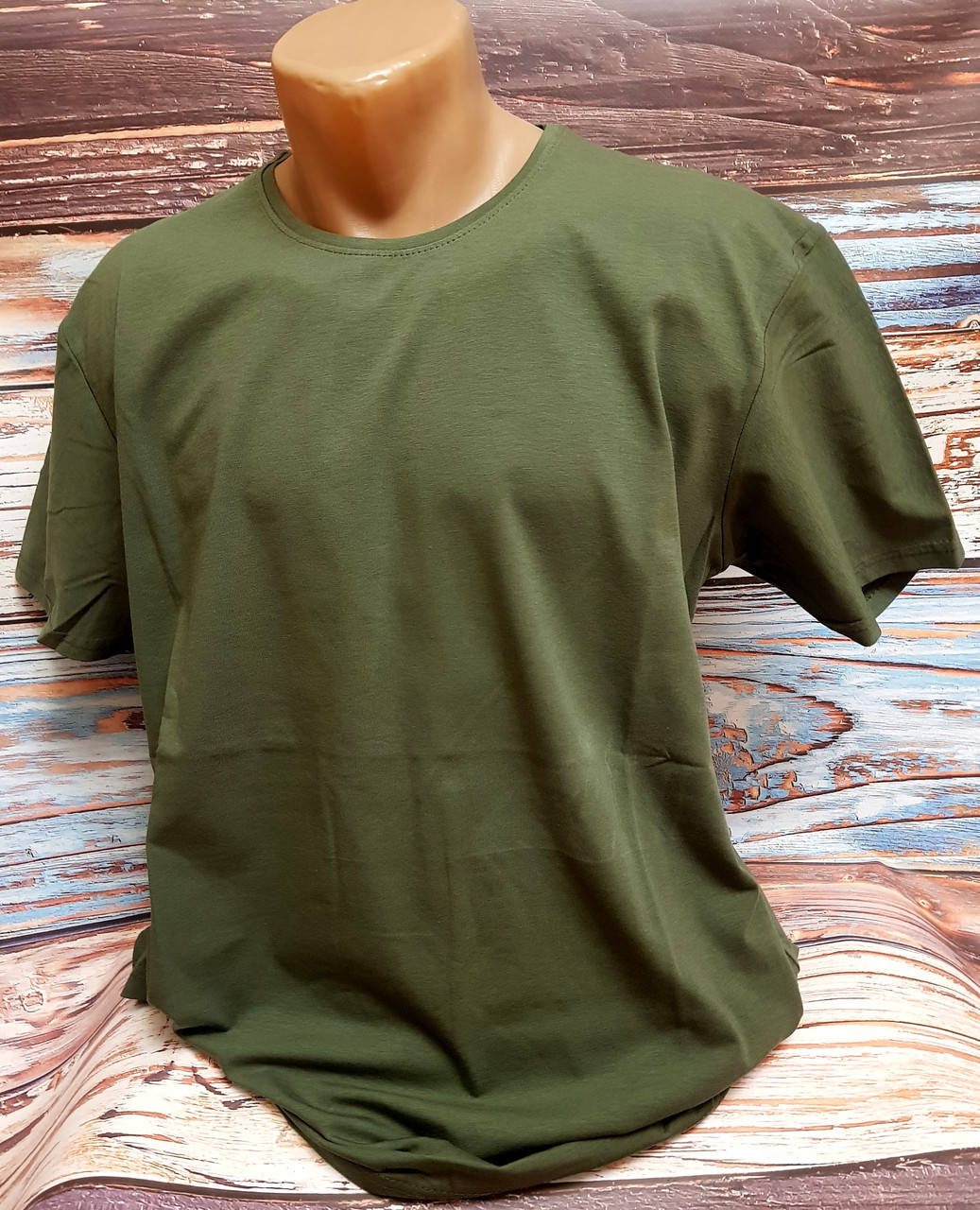 

Футболка мужская однотонная 46-52p. хаки XL, 48