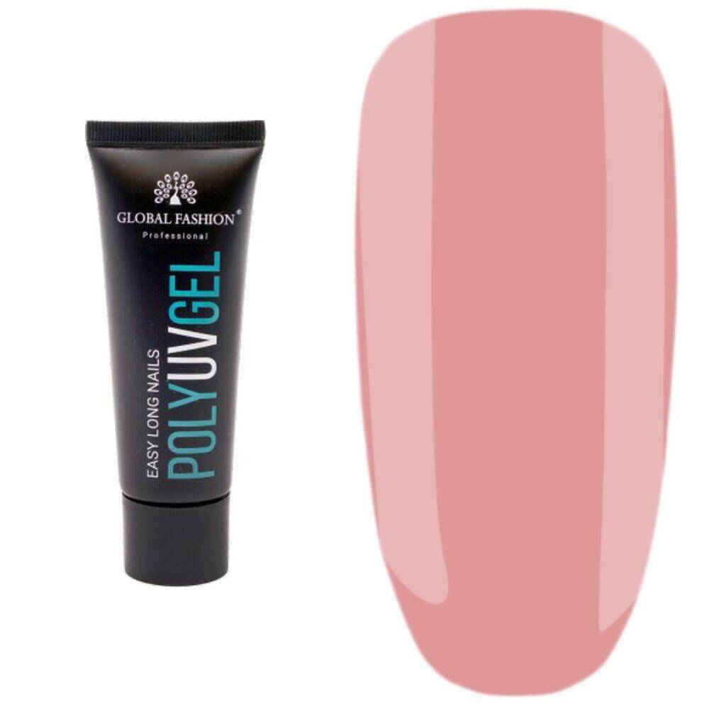 

Полигель для наращивания ногтей Global Fashion Poly UV Gel ELN № 10 30 мл, Розовый