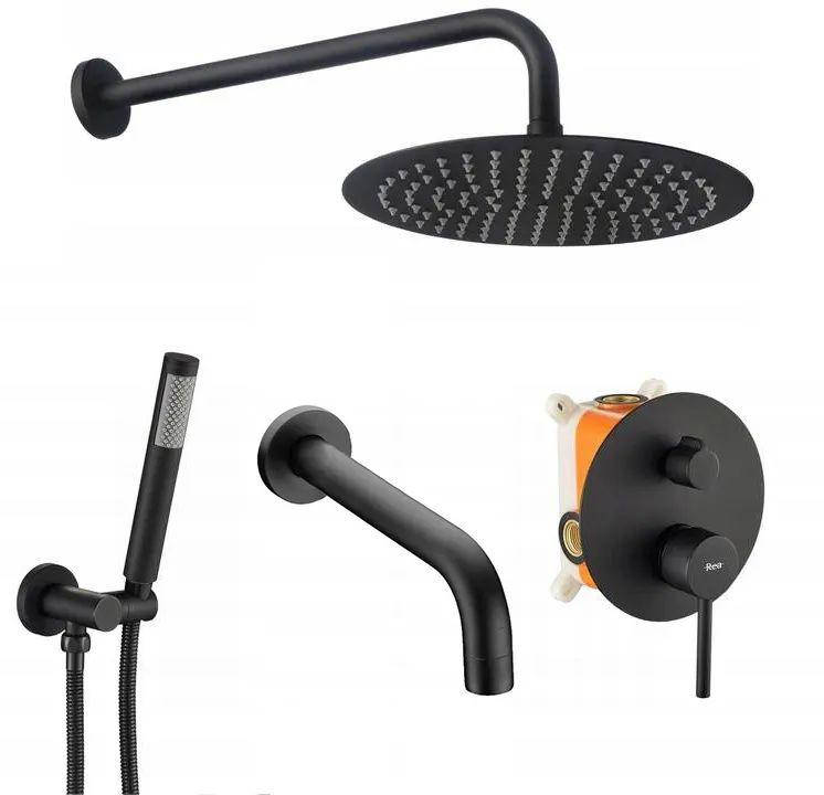 

Душевой гарнитур REA LUNGO BLACK + BOX (кран для ванны) черный матовый