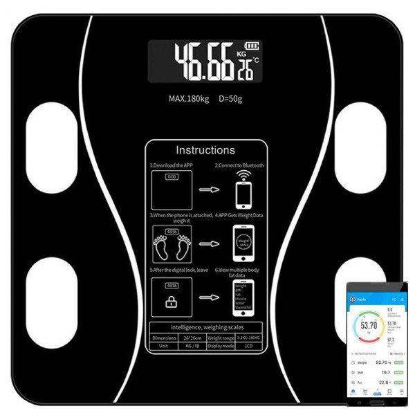 

Напольные умные фитнес весы Bluetooth до 180 кг с приложением на смартфоне