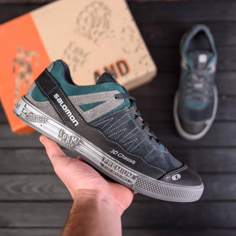 

Мужские кожаные кроссовки Salomon весна/осень (натуральная кожа) 45, Серый