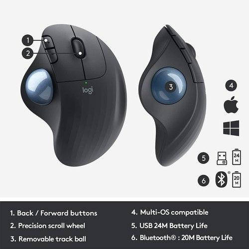 

Беспроводная Мышь трекбол Logitech Ergo M575 Bluetooth Graphite, Белый