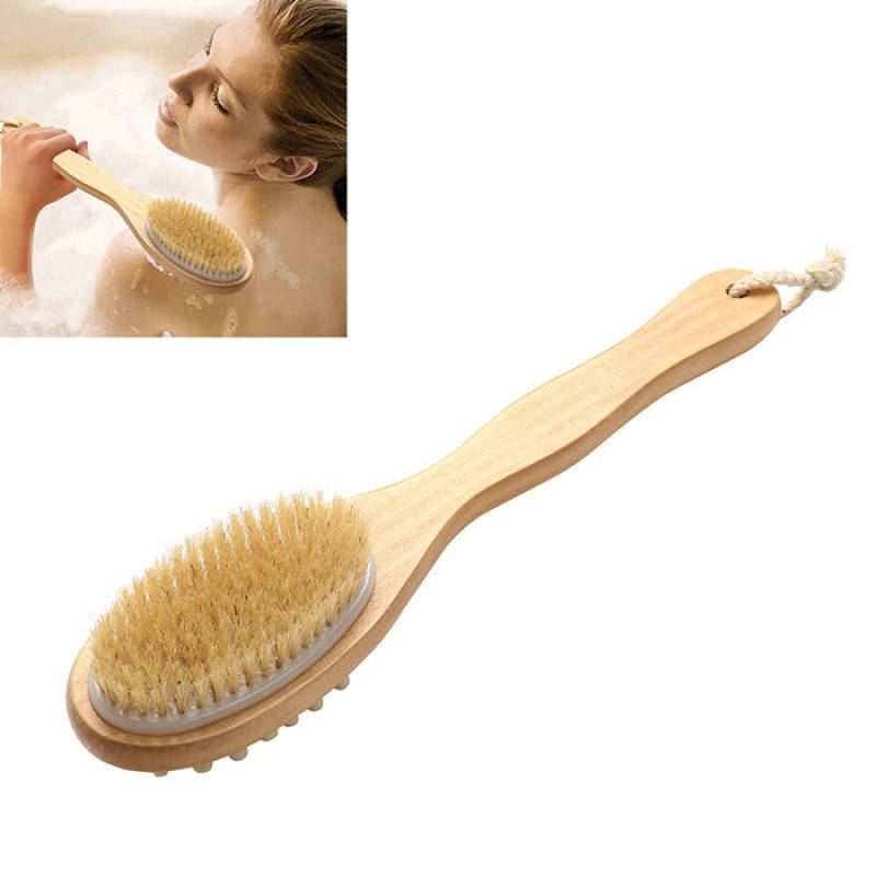 

Деревянная щетка для душа с натуральной щетиной Brush wood both side, Коричневый
