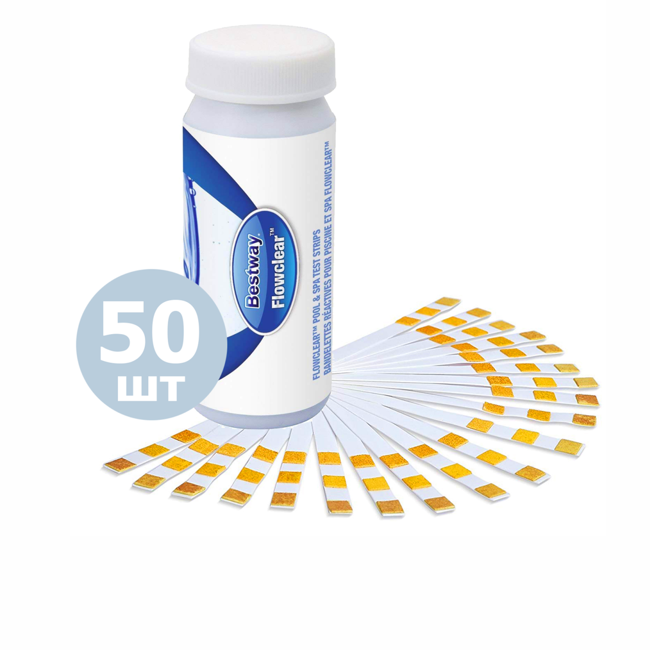 

Набор экспресс-тестов для анализа воды в бассейне Bestway 58142, 50 шт, Китай