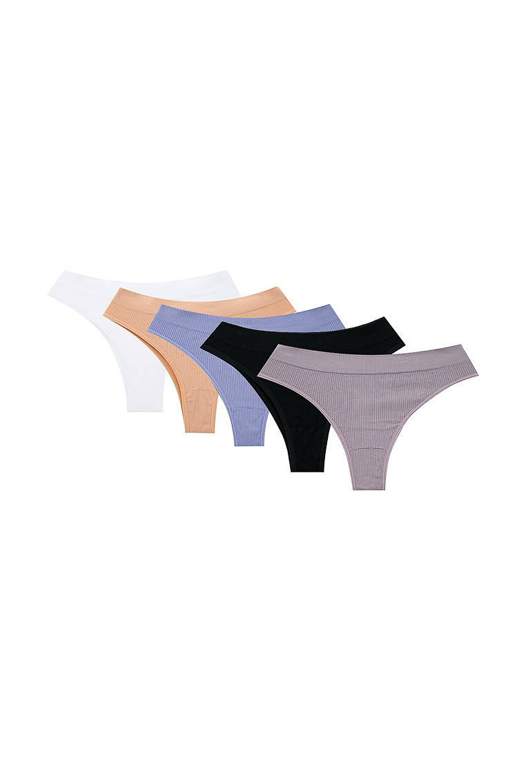 

Комплект (5шт.) Женские бесшовные трусики бразилианы FineToo, Разные цвета