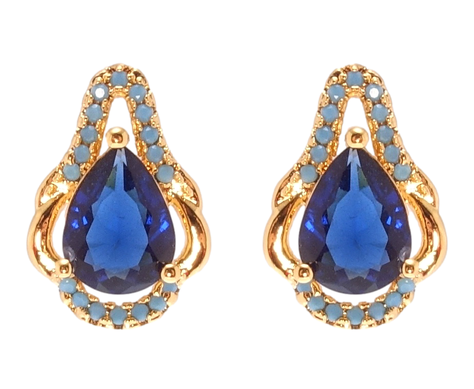 

Серьги Xuping Позолота 18K гвоздики (пусеты) "Вставка синий фианит и голубой цирконий"