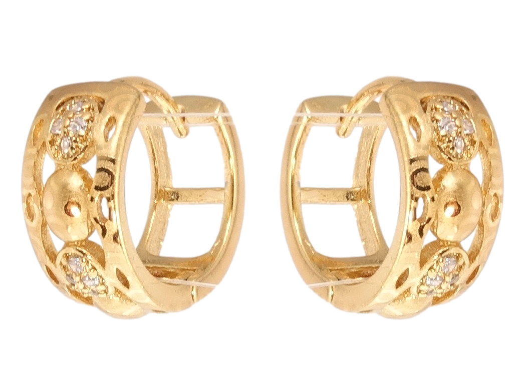 

Серьги Xuping Позолота 18K колечки "Вставки циркония и узор напылением"
