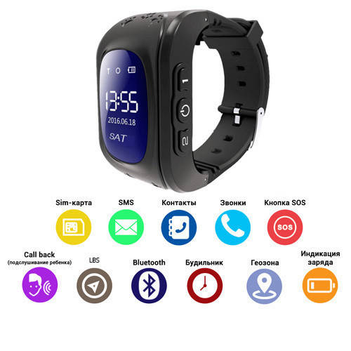 

Smart часы детские с GPS Q50-2, Sim card, black