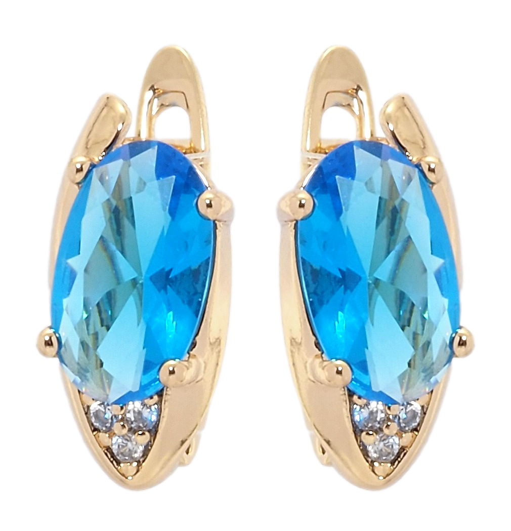 

Серьги Xuping Позолота 18K английский замок "Голубые фианиты"