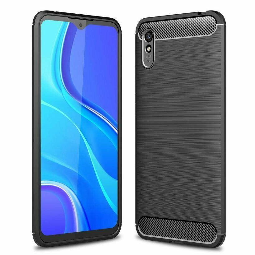 

Чехол Carbon для Xiaomi Redmi 9A противоударный бампер Black