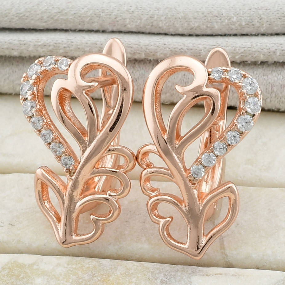 

Серьги 27966 размер 17х10 мм белые фианиты вес 2.9 г позолота РО