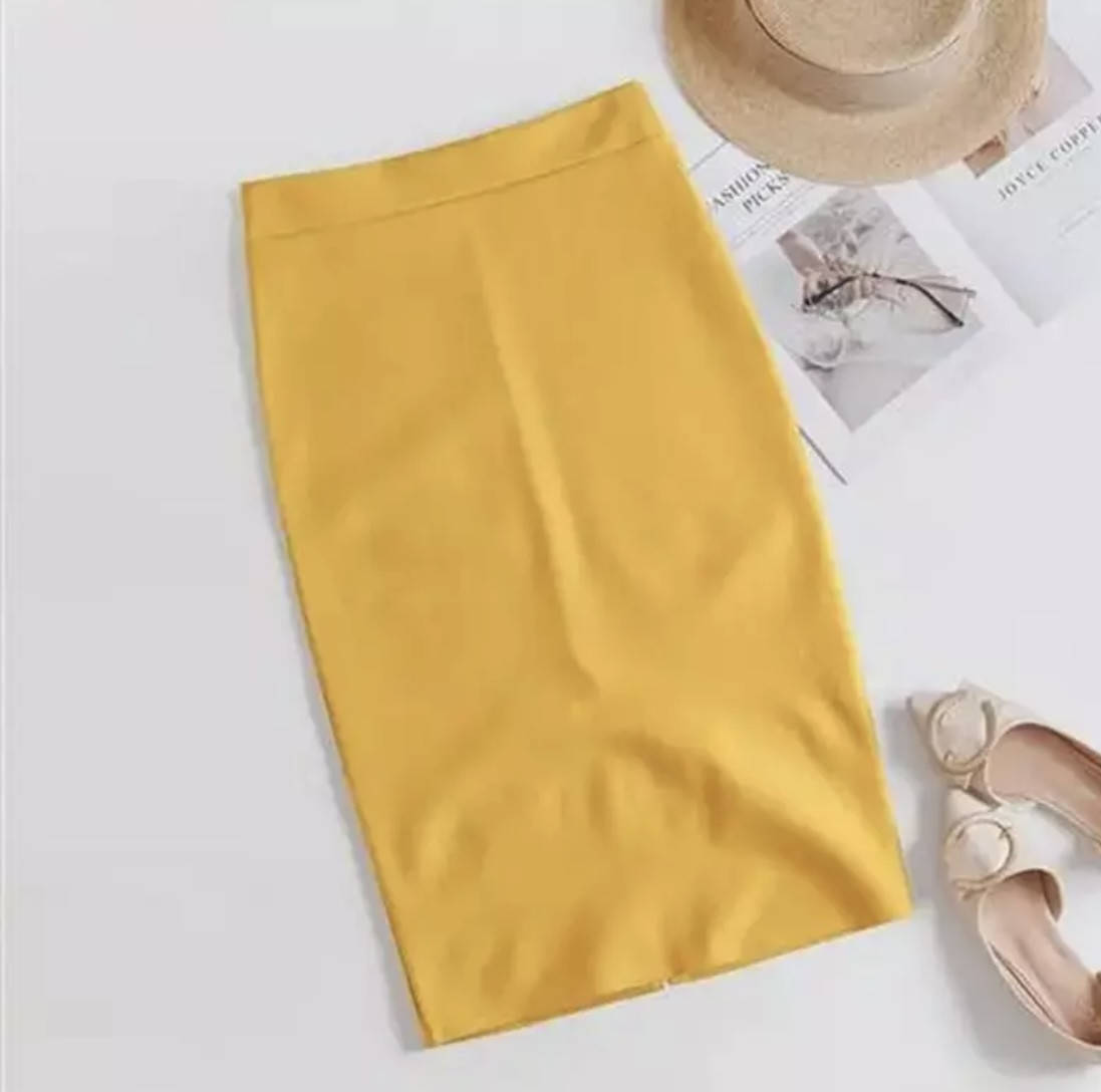 

Женская яркая модная юбка-карандаш миди желтая, Желтый
