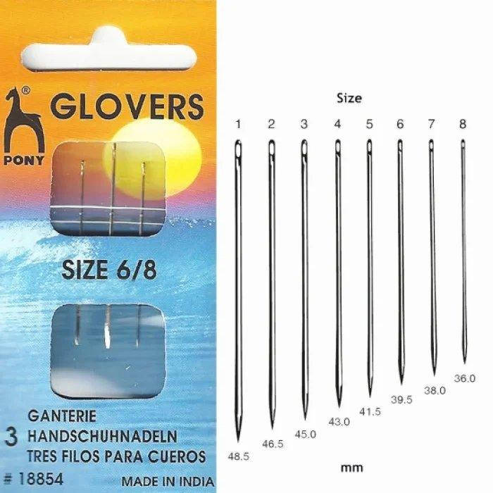 

Иглы для кожи №6-8 (3 шт) Pony (Индия) вышивка бисером, нитками, лентами, гладью