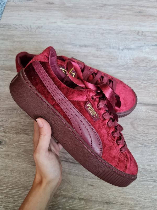 

Кроссовки puma basket platform velvet 36603801 оригинал, Бордовый