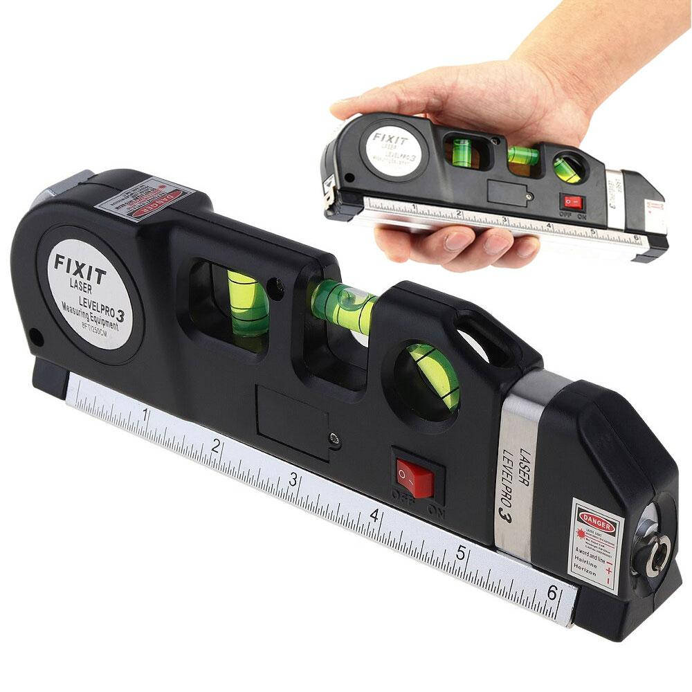 

Лазерный уровень со встроенной рулеткой 4 в 1 нивелир LASER LEVEL PRO3 Черный(777)