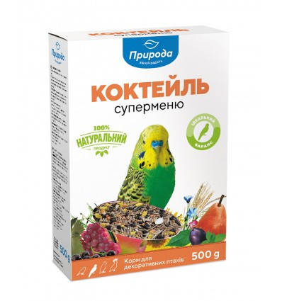 

Корм Коктейль Суперменю для волнистых попугаев 500г Природа