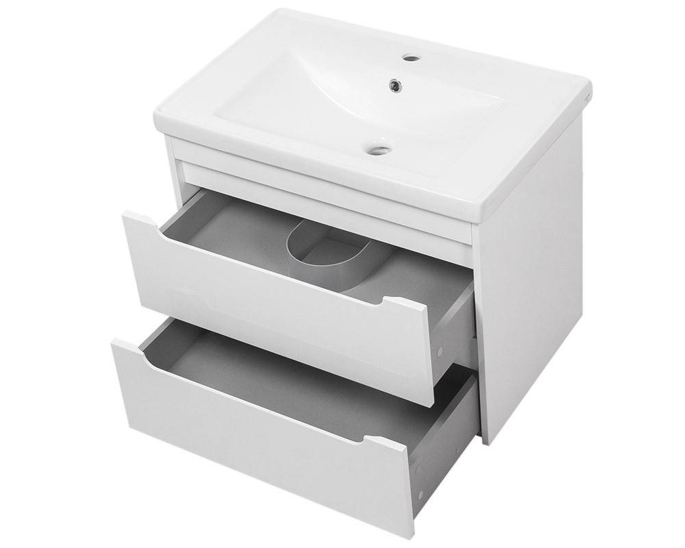 

Тумба ЮВВИС для ванной комнаты 70 см белая подвесная ВАЛЕНСИЯ с умывальником КАНТЭ