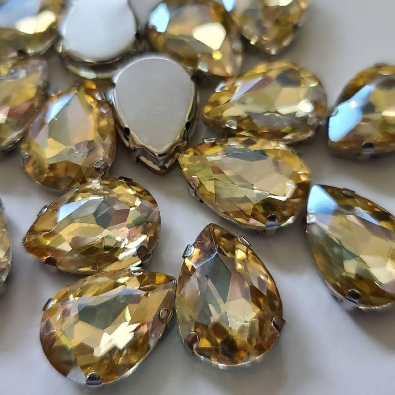 

13*18мм Lt.topaz капля в оправе стекло 1шт