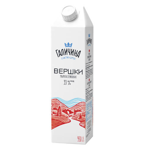 

Сливки 33% Галичина 950г, 1ящ/12шт