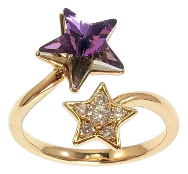 

Кольцо Xuping Позолота 18K с кр-ми Swarovski "Две звезды с кристаллом Tanzanite" р.16-17,17-18