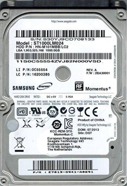 

БУ Жесткий диск 1 ТБ Seagate (2.5", 5400 об/мин, 8 МБ, SATAII, ST1000LM024)