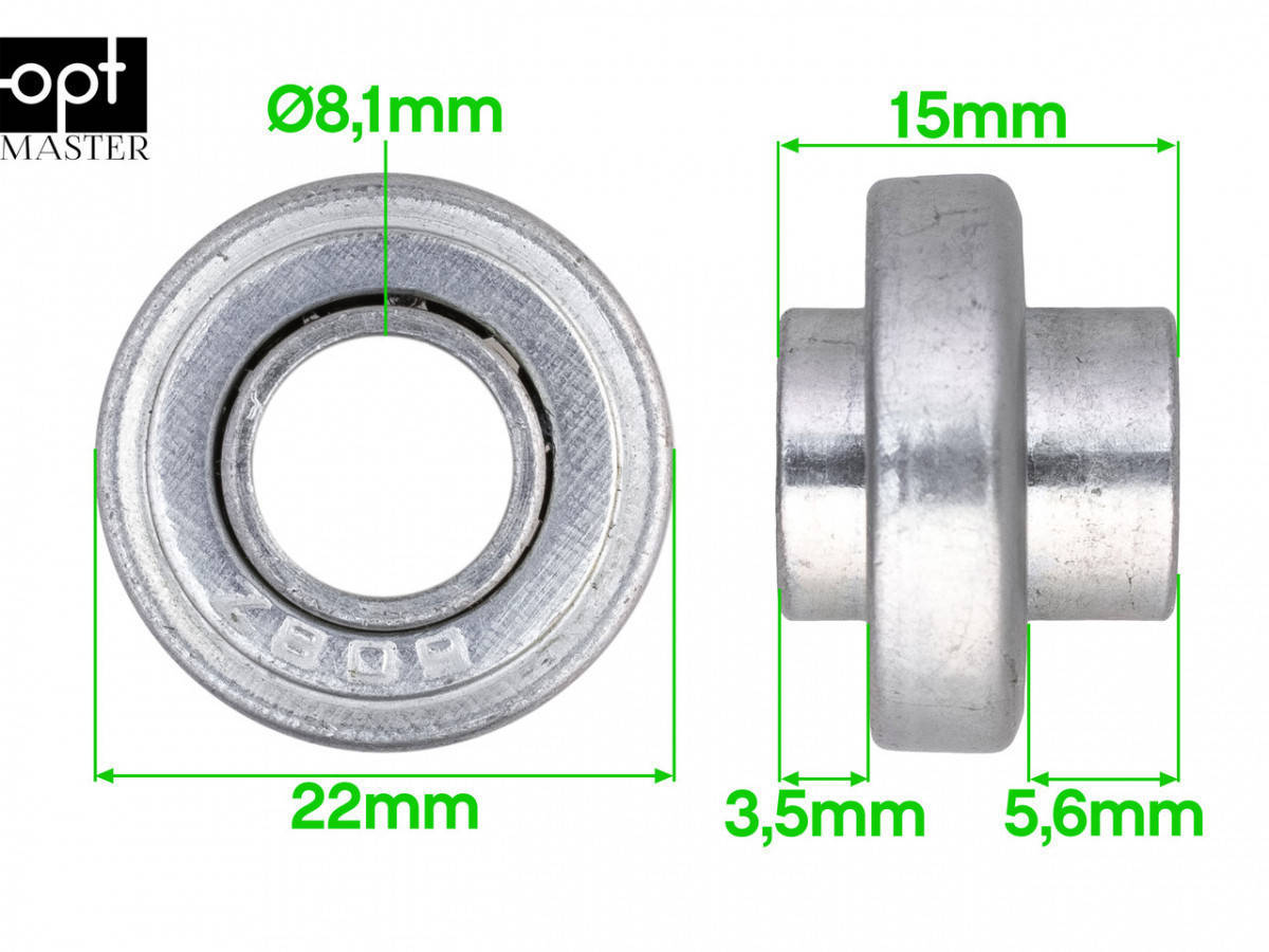 

Подшипники для колёс 22*15*8.1 мм (ART-04)