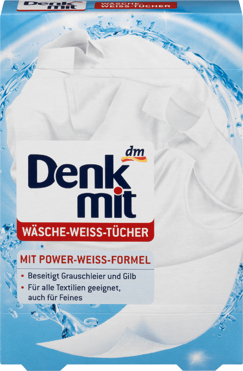 

Абсорбирующие салфетки для стирки линяющих вещей Denkmit Power Weiß Formel, 20 шт