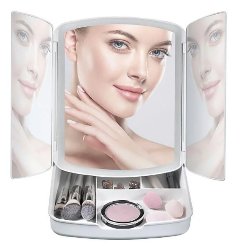 

Зеркало-органайзер My Foldaway Lighted Makeup Mirror белое, Белый