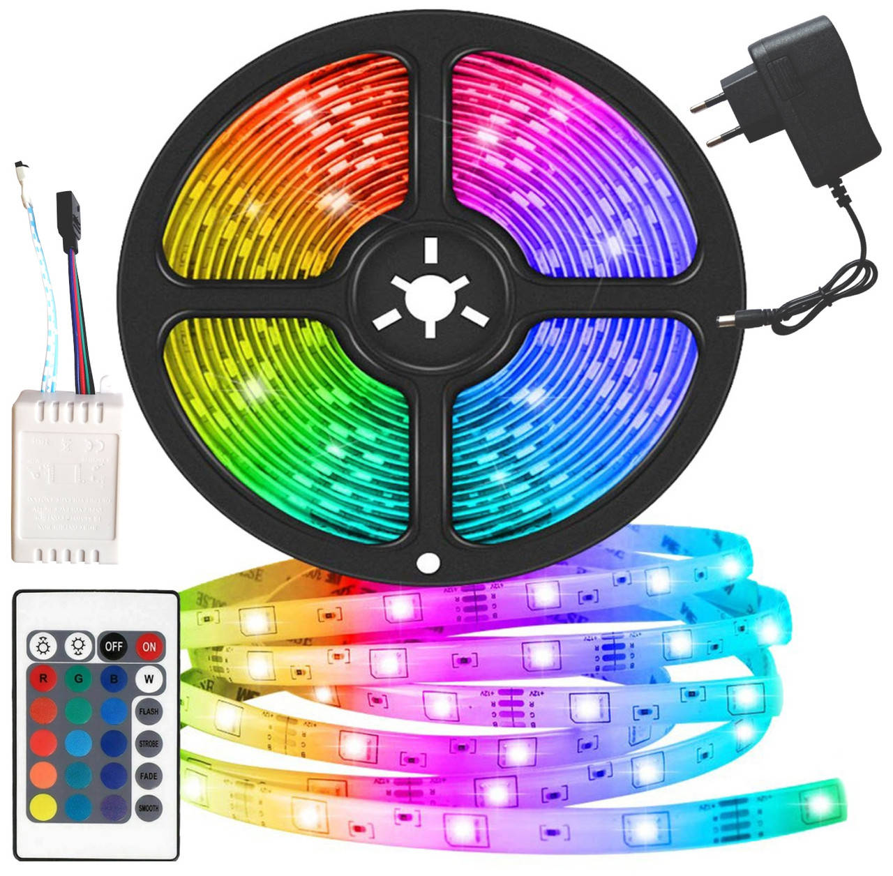 

Светодиодная Led лента 5050 RGB с блоком и пультом управления 5 м