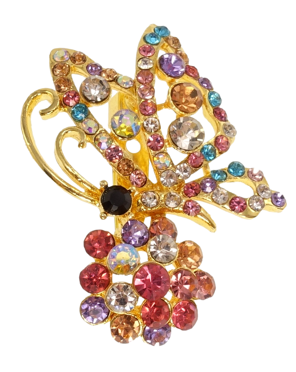 

Брошь "Бабочка с разноцветными стразами"