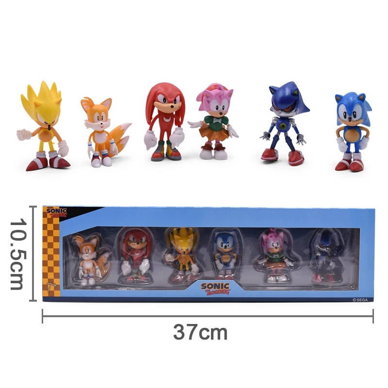 

Набор Игрушки-фигурки Соник Ежик Super Sonic и его друзья в коробке, 6 шт