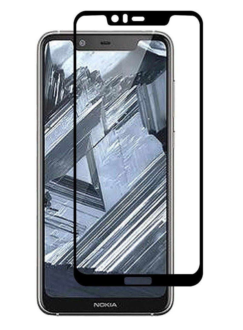 

Защитное стекло Full screen PowerPlant для Nokia 5.1 Plus, Black, Черный