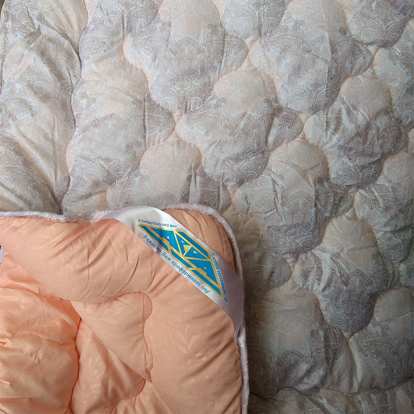 

Одеяло двуспальное 175*215 холлофайбер микрофибра персик ARDA company, Персиковый