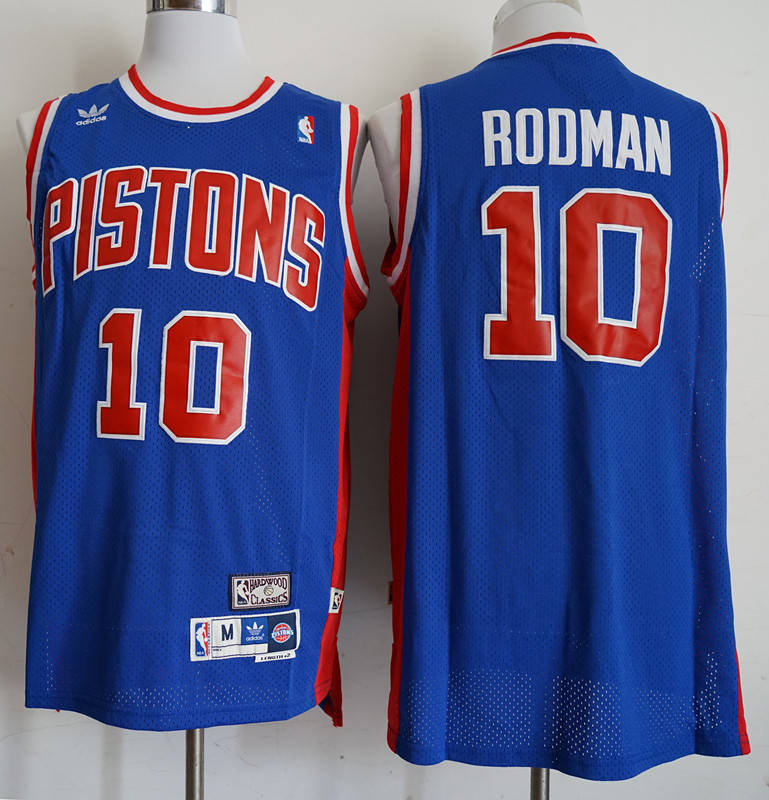 

Синяя мужская майка Adidas Rodman №10 команда Detroit Pistons, Синий