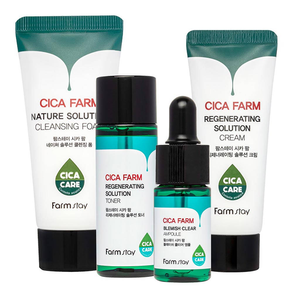 

Набор мини-средств для лица с центеллой FarmStay Cica Farm Special Mini Kit 4 предмета