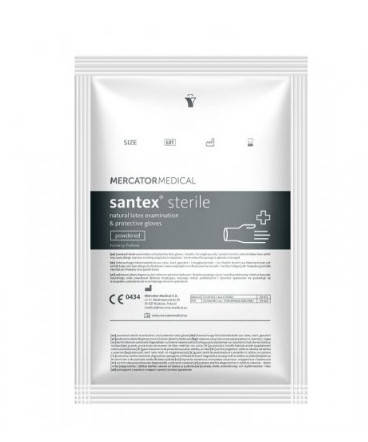 

Перчатки латексные стерильные смотровые SANTEX STERILE р М(7-8), Белый