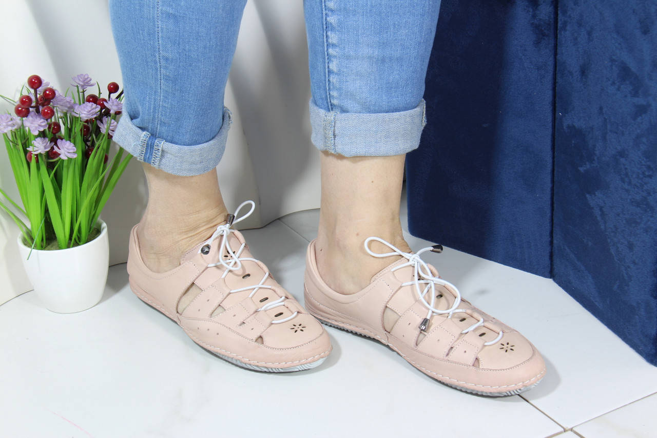 

Летние женские мокасины цвет пудра Izderi 19118-powder