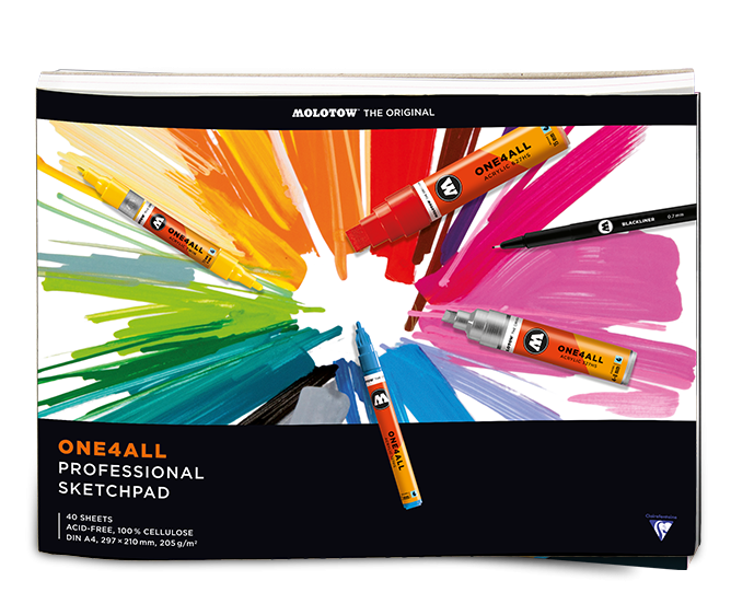 

Скетчбук Molotow ONE4ALL Proffesional Sketchpad DIN A4 294x210mm, Белый