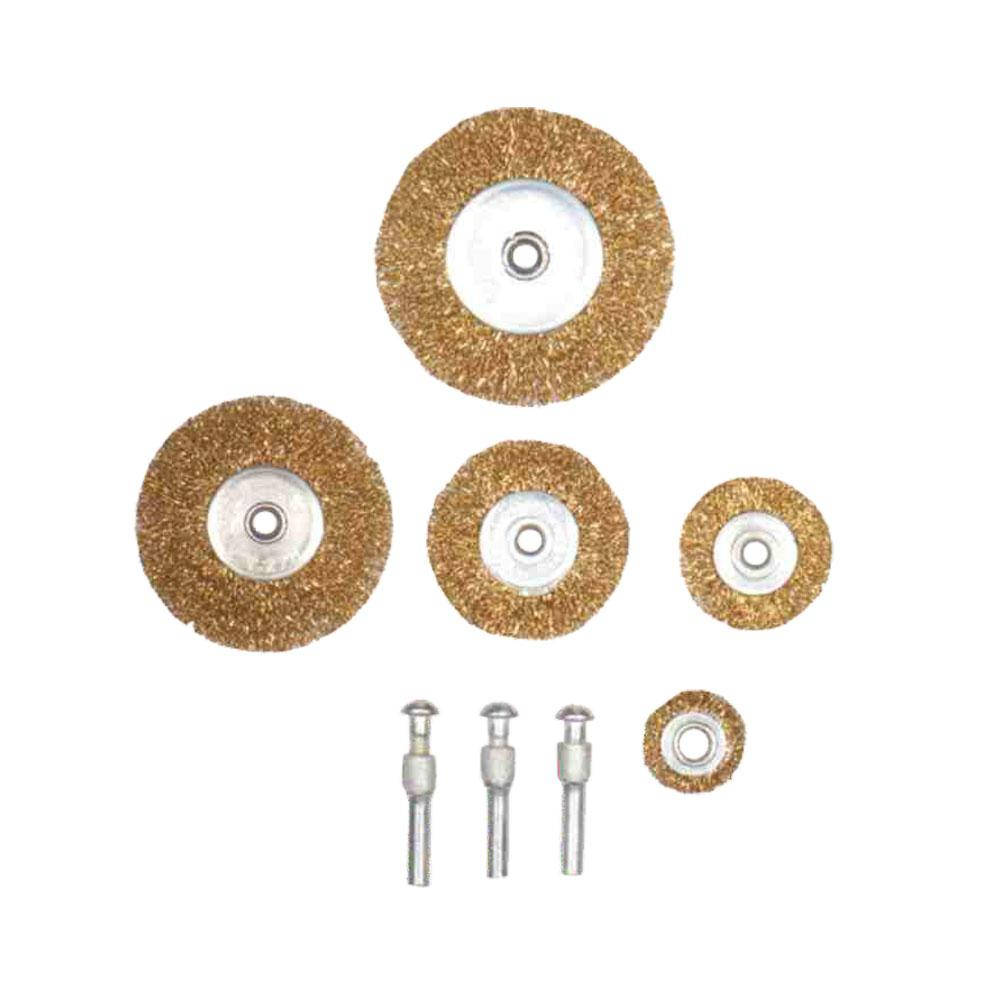 

Набор щеток проволочных 5шт Ø25; 38; 50; 65; 75мм хвостовик Ø6мм (латунированная) TM GRAD