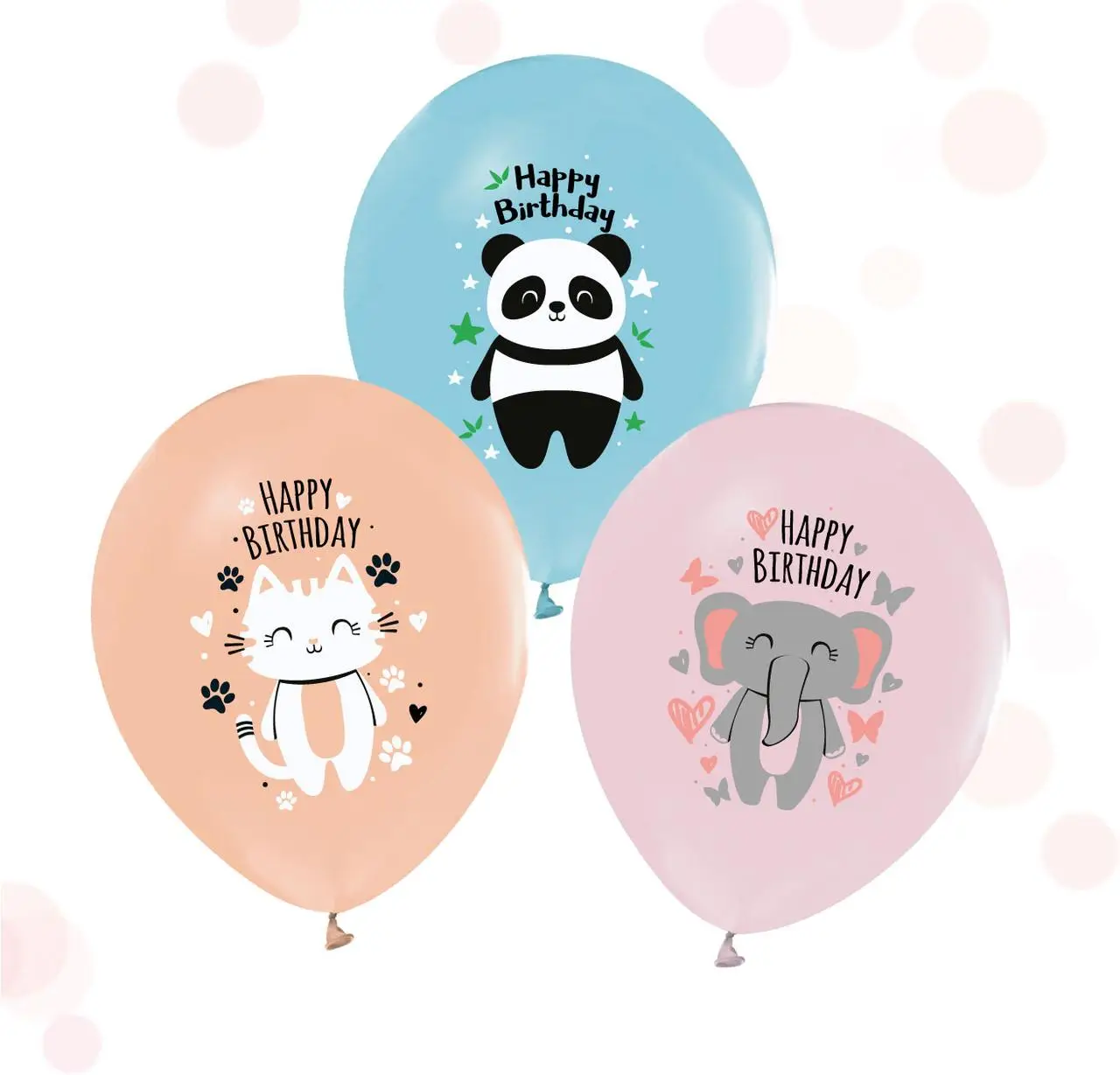 

Латексный шарик Baloon 12"(30 см) Животные "HAPPY BIRTHDAY", Разные цвета