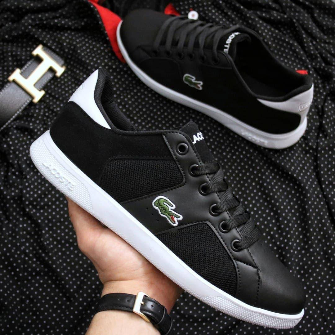 

Кеды Lacoste Black and White Мужские Лакост Распродажа последних Размеров, Черно-белый